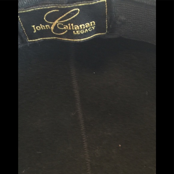 VTG John Callanan black wool hat w/brown faux fur & animal print button trim - Picture 10 of 10